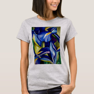 Blue Iris flower original watercolor art painting T-Shirt
