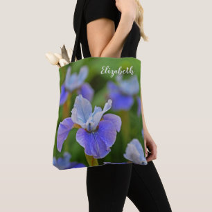 Blue Iris Flower Portrait Botanical Photograph Tote Bag