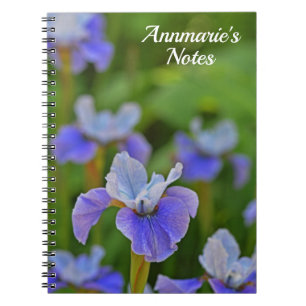 Blue Iris Flower Portrait Personal Notes Notebook