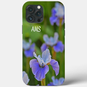 Blue Iris Flower Portrait Personalised Initials iPhone 13 Pro Max Case