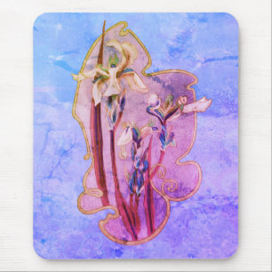 Blue Iris Flowers Art  Mouse Mat