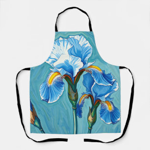 Blue Iris Flowers Artistic Pattern Apron