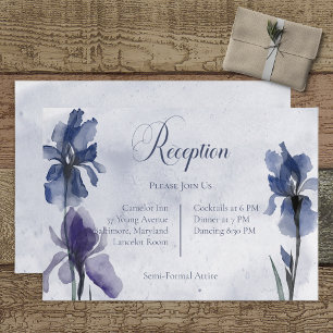 Blue Iris Flowers Blue Modern Reception Card