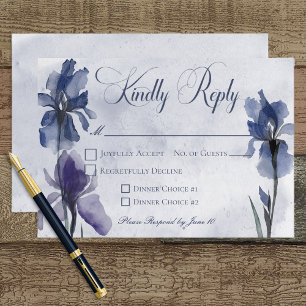 Blue Iris Flowers Blue Modern Response Card
