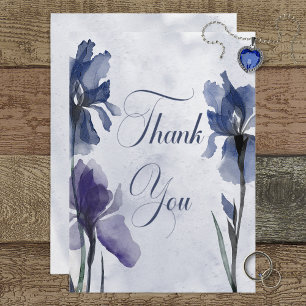 Blue Iris Flowers Blue Modern Thank You Card