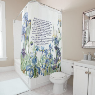 Blue Iris Flowers Prayer Floral Shower Curtain