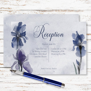 Blue Iris Flowers Wedding Blue Modern Reception Enclosure Card