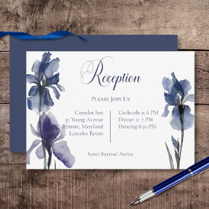Blue Iris Flowers Wedding Reception Enclosure Card