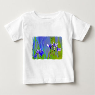 Blue Iris Garden Flowers Florists Designer Art Baby T-Shirt