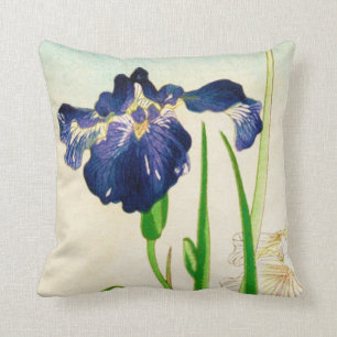 Blue Iris - Japanese watercolor print Cushion