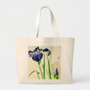 Blue Iris - Japanese watercolor print Large Tote Bag