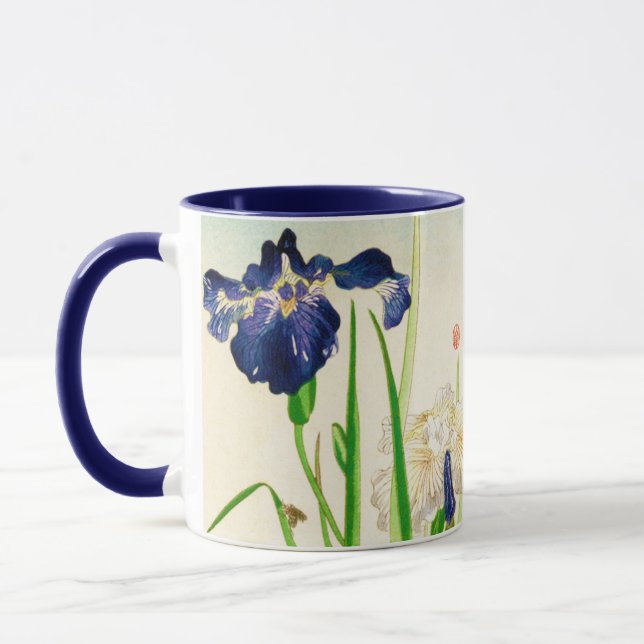 Blue Iris - Japanese watercolor print Mug (Left)