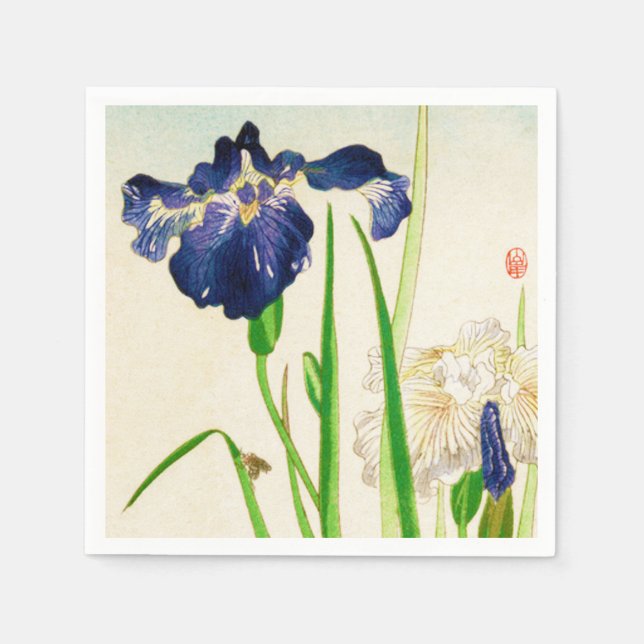 Blue Iris - Japanese watercolor print Napkin (Front)