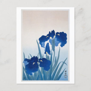 Blue Iris Japanese Woodblock Print Vintage Postcard
