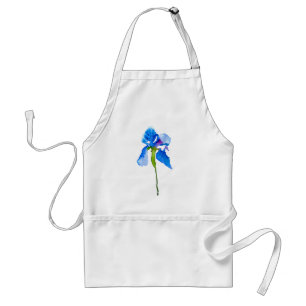 Blue Iris modern floral watercolor art Standard Apron