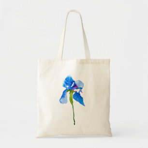 Blue Iris modern floral watercolor art Tote Bag