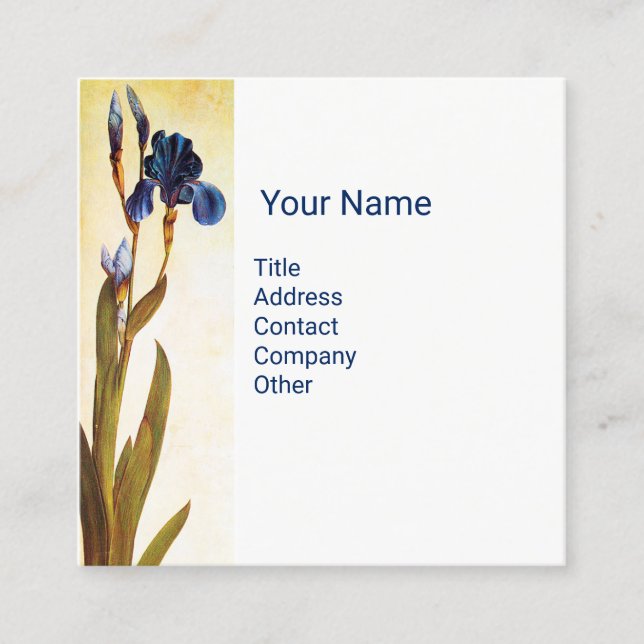 BLUE IRIS Monogram Square Business Card (Front)