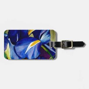 Blue Iris original art watercolor flowers Luggage Tag