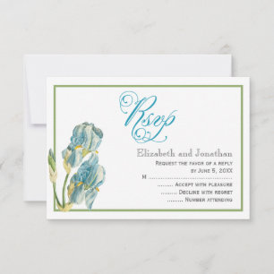 Blue Iris Script Wedding Reply Card
