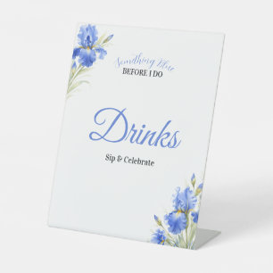 Blue Iris Something Blue Bridal Shower Bar Drinks Pedestal Sign