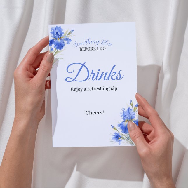 Blue Iris Something Blue Bridal Shower Drinks Sign Invitation (Blue Iris Something Blue Bridal Shower Drinks Sign Invitation
)