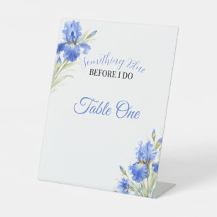 Blue Iris Something Blue Bridal Shower Table Numbe Pedestal Sign