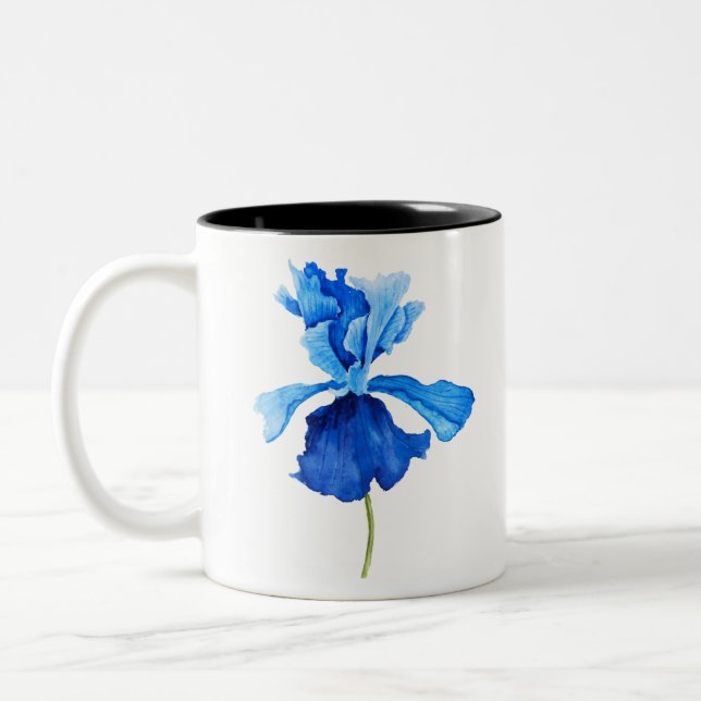 blue iris Two-Tone coffee mug (Left)