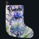 Blue Iris Watercolor Flowers Floral Name Stocking<br><div class="desc">Blue Iris Watercolor Flowers Floral Love You Customized Name Christmas stocking. A glorious floral design. Designed from my original watercolor paintings,  that I painted from my own flower garden.</div>