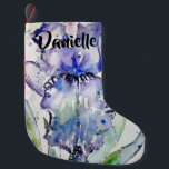 Blue Iris Watercolor Flowers Floral Name Stocking<br><div class="desc">Blue Iris Watercolor Flowers Floral Love You Customized Name Christmas stocking. A glorious floral design. Designed from my original watercolor paintings,  that I painted from my own flower garden.</div>
