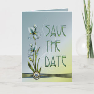 Blue Iris Wedding Save the Date Invitation