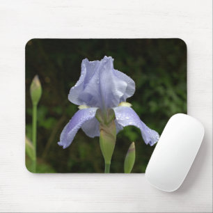 Blue Iris with Raindrops Mousepad