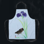 Blue Irises and Moorhens by Ohara Koson Apron<br><div class="desc">A favourite of ukiyo-e artist,  a lovely blue iris with a pair of moorhens. Ohara Koson was a Japanese painter and woodblock print designer of the late 19th and early 20th centuries,  at the forefront of the shin-hanga art movements,  which focused on flower and nature art.</div>