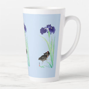 Blue Irises and Moorhens by Ohara Koson Latte Mug