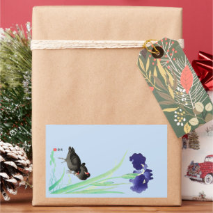 Blue Irises and Moorhens by Ohara Koson Rectangular Sticker
