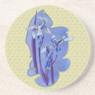 Blue Irises Art Floral Coaster
