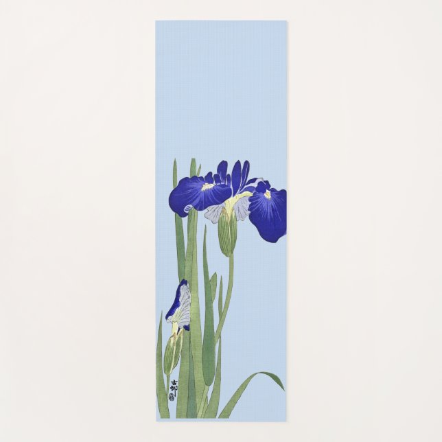Blue Irises by Ohara Koson Yoga Mat (Front)