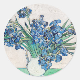Blue Irises by Vincent Van Gogh Fine Art Classic Round Sticker