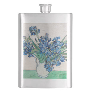 Blue Irises by Vincent Van Gogh Fine Art Hip Flask