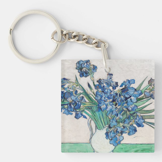 Blue Irises by Vincent Van Gogh Fine Art Key Ring (Front)