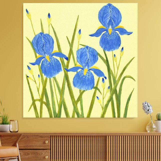 Blue Irises Canvas Print (Insitu(LivingRoom))