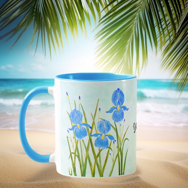 Blue Irises Combo Mug with Text (Creator Uploaded)