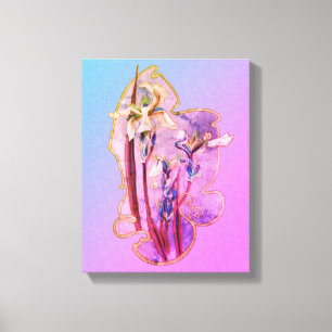 Blue Irises Floral Art Distressed Canvas Print