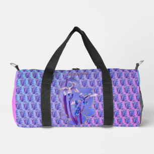 Blue Irises Floral Art Personalised Duffle Bag