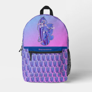 Blue Irises Floral Art Personalised Printed Backpack