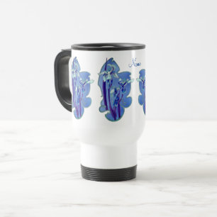 Blue Irises Floral Art Personalized   Travel Mug