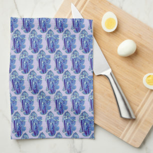 Blue Irises Floral Design   Tea Towel