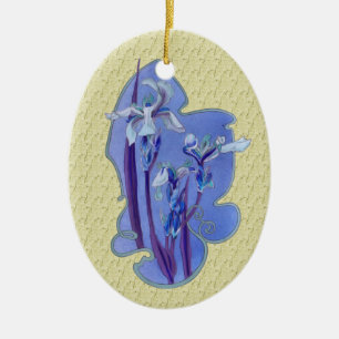 Blue Irises Flower Art Ornament