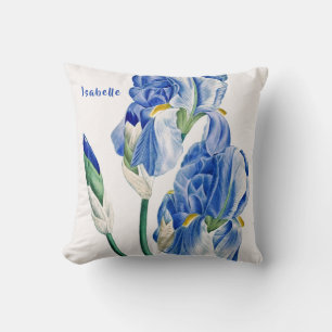 Blue Irises Monogram Cushion