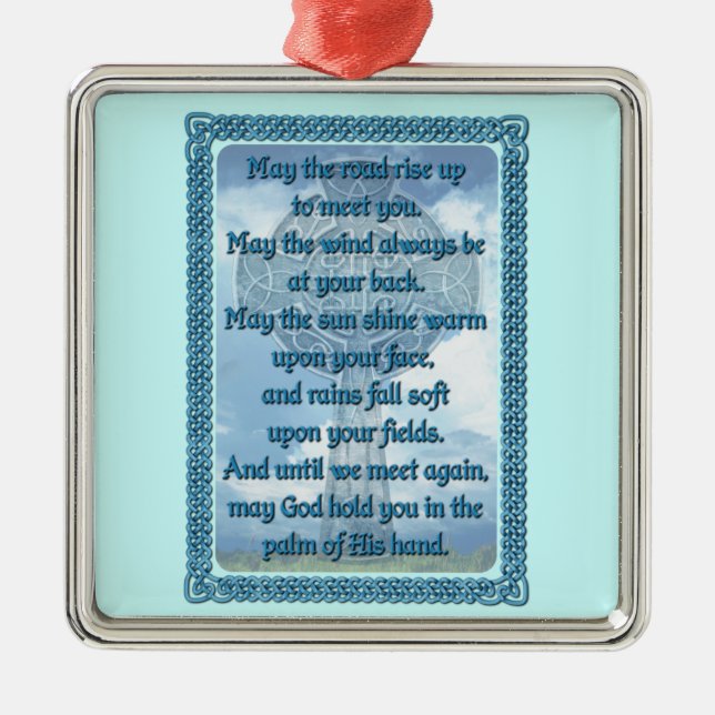 Blue Irish Blessing Metal Tree Decoration (Front)