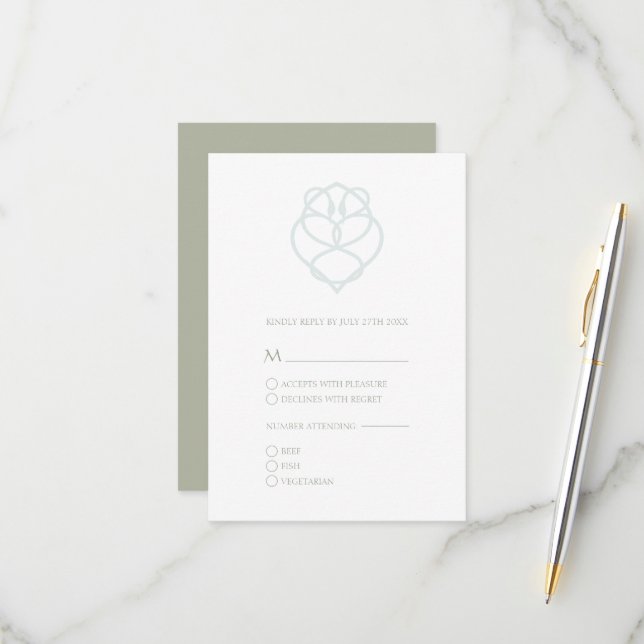 Blue Irish Celtic Swan Love Knot Wedding RSVP Card (Front/Back In Situ)